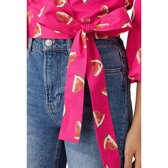 Color Me Courtney Emily Wrap Top Pink Watermelon Designer Blouse Womens Sz XS - Picture 5 of 13